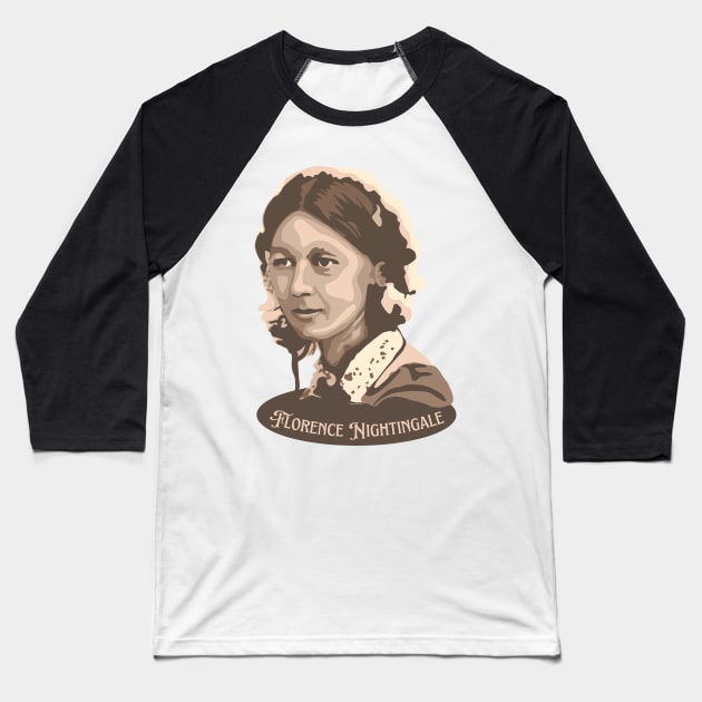 Florence Nightingale Portrait Baseball T-Shirt by Slightly Unhinged